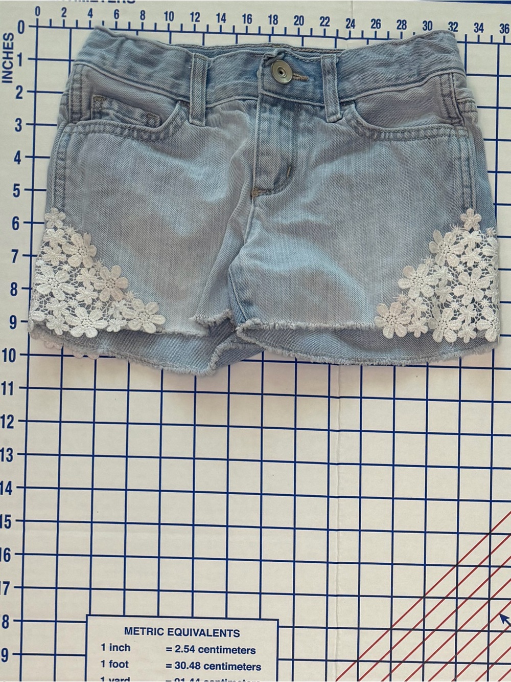 Place Light Blue Denim Shorts with Pink Logo